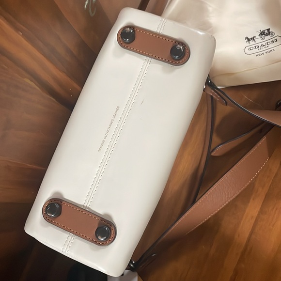 Coach Chalk and Brown Leather Tote - Picture 3 of 6